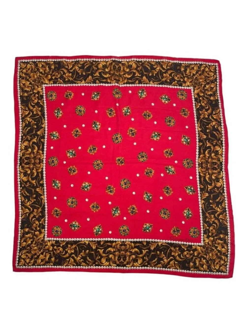 Dior Silk Scarf Red Pattern